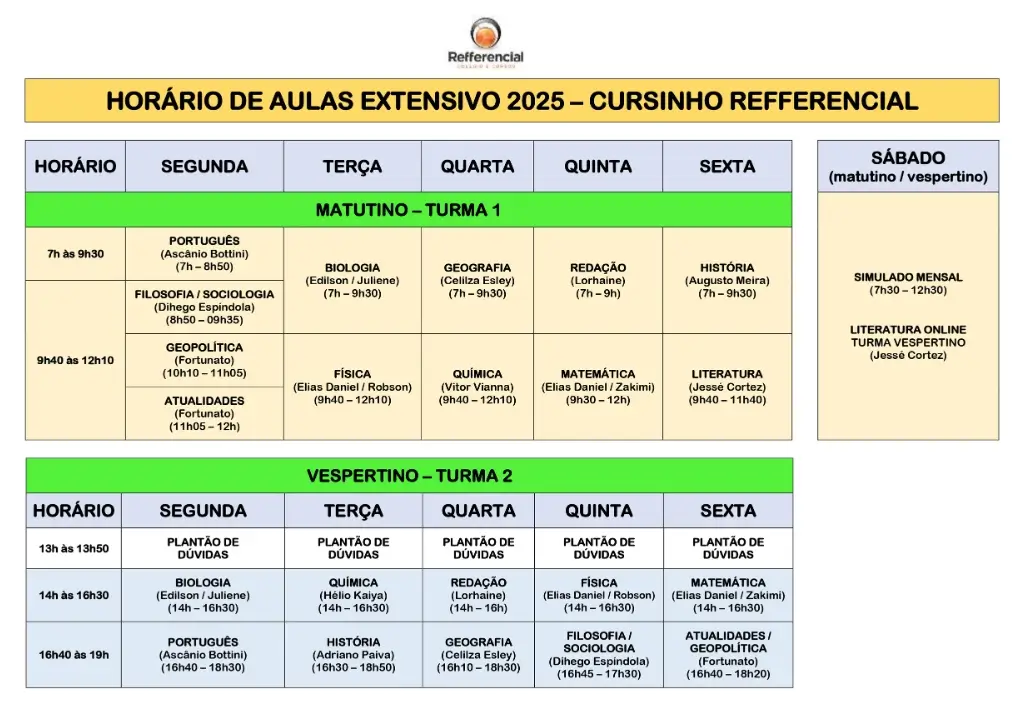 Horário de Funcionamento Aulas Extensivo.WEBP